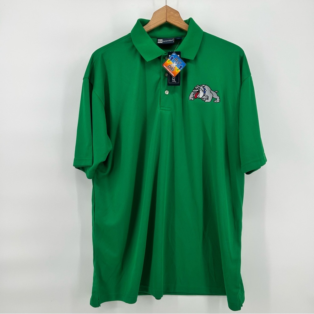Blue Generation Green Polo Mens‎ XL Wicking Performance Fighting Bulldog Logo